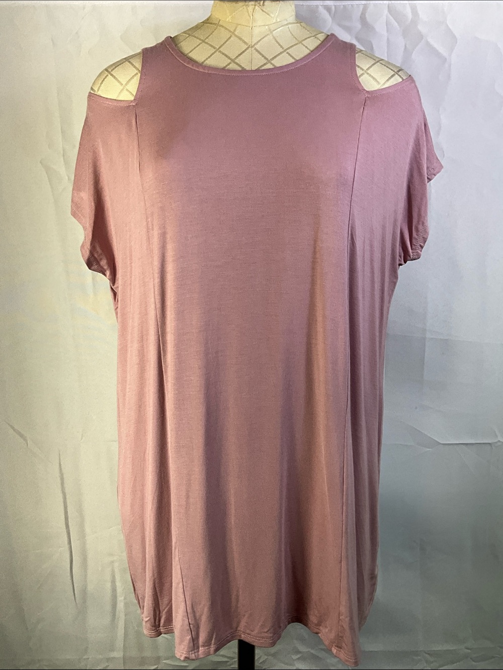 mts Cold Shoulder Short Sleeve Dusty Pink Tunic Top Size Small